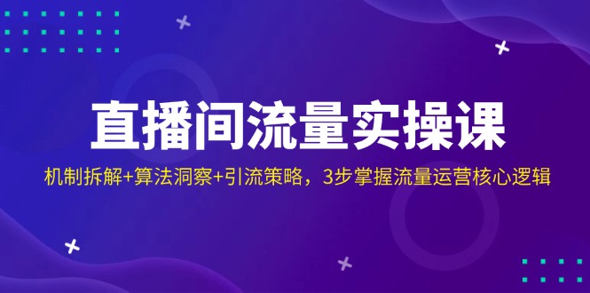 直播间流量实操课：机制拆解+算法洞察+引流策略，3步掌握流量运营核心逻辑-小鹏项目网