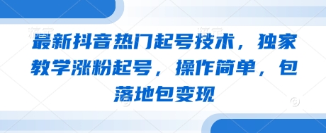 最新抖音热门起号技术，独家教学涨粉起号，操作简单，包落地包变现-小鹏项目网