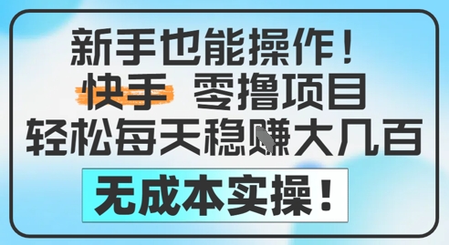新手也能操作，快手零撸挣米，轻松每天挣2-5张，完全无成本-小鹏项目网