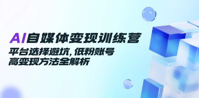 AI自媒体变现训练营，平台选择避坑，低粉账号高变现方法全解析-小鹏项目网