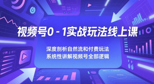 视频号0-1实战玩法线上课，深度剖析自然流和付费玩法，统性讲解视频号全部逻辑-小鹏项目网