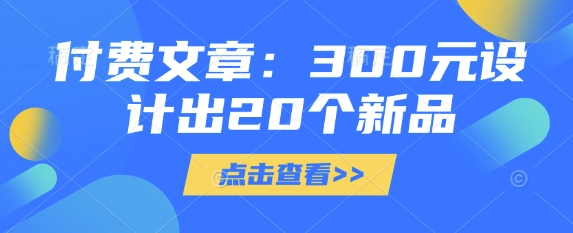 付费文章：300元设计出20个新品-小鹏项目网