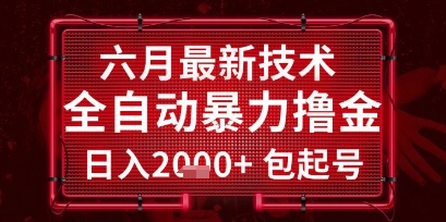 六月最新技术全自动暴力撸金，稳定日入2k+包起号，长期稳定【揭秘】-小鹏项目网