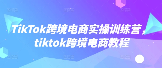 TikTok跨境电商实操训练营，tiktok跨境电商教程-小鹏项目网