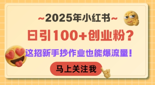 2025年小红书日引100+创业粉？这招新手抄作业也能爆流量！-小鹏项目网