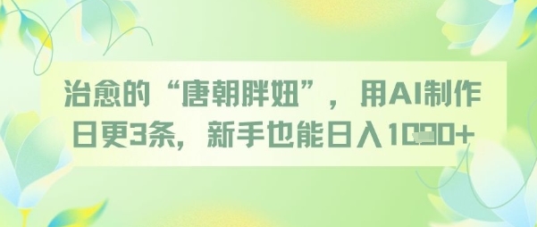 治愈的“唐朝胖妞”，用AI制作日更3条，新手也能日入多张-小鹏项目网