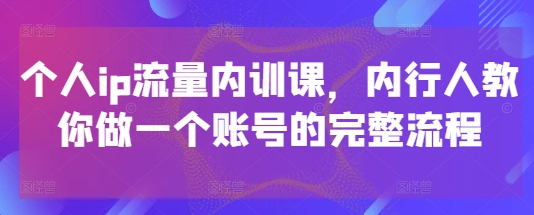 个人ip流量内训课，内行人教你做一个账号的完整流程-小鹏项目网