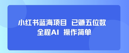 小红书蓝海项目，全程AI，操作简单，已挣五位数-小鹏项目网