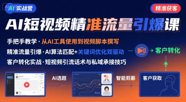 AI+短视频引爆精准客户实战营，手把手教你引爆Ai短视频精准流量-小鹏项目网