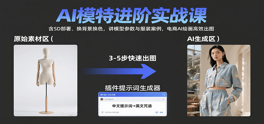 AI模特进阶实战课：含SD部署、换背景换色，讲模型参数与服装案例，电商AI绘画高效出图-小鹏项目网