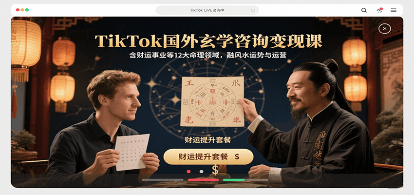 TikTok国外玄学咨询变现课，含财运事业等12大命理领域，融风水运势与运营-小鹏项目网