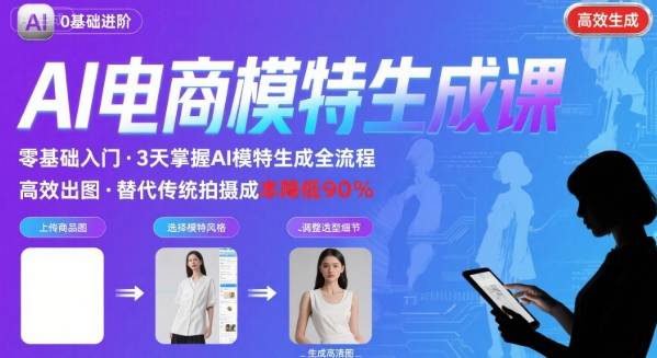 AI模特进阶课程，0基础高效生成逼真电商模特图-小鹏项目网