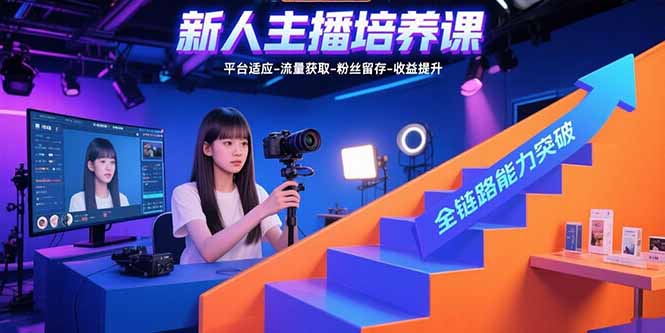 新人主播培养课：平台适应-流量获取-粉丝留存-收益提升 全链路能力突破-小鹏项目网