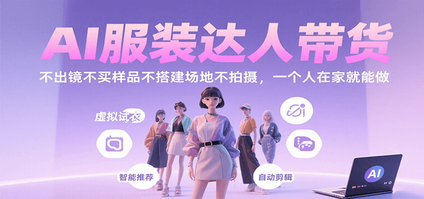 AI服装达人带货，不出镜不买样品不搭建场地不拍摄，一个人在家就能做-小鹏项目网