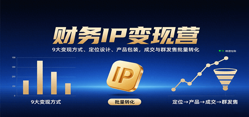 财务IP变现营：9大变现方式、定位设计、产品包装，成交与群发售批量转化-小鹏项目网