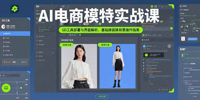 AI电商模特实战课，SD工具部署与界面解析，基础换装换背景操作指南-小鹏项目网