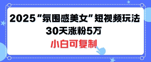 不露脸也能火！2025“氛围感美女”短视频玩法，30天涨粉5W小白可复制-小鹏项目网
