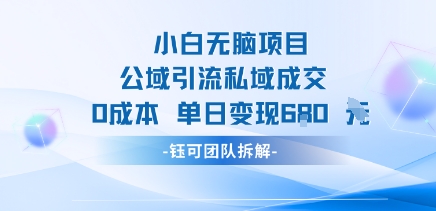 小白无脑项目公域引流私域成交0成本单日变现680米-小鹏项目网