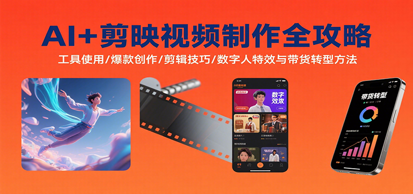 AI+剪映视频制作全攻略：工具使用/爆款创作/剪辑技巧/数字人特效与带货转型方法-小鹏项目网