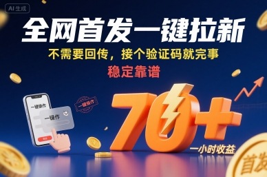 全网首发一键拉新项目，不需要回传，接个验证码就完事，稳定靠谱，一小时收益70+【揭秘】-小鹏项目网