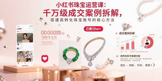 小红书珠宝运营课：千万级成交案例拆解，搭建高转化珠宝账号的核心方法-小鹏项目网