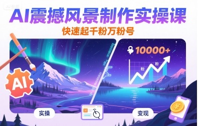 AI震撼风景制作实操课，快速起千粉万粉号-小鹏项目网