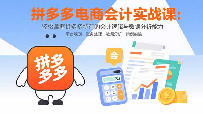 拼多多电商会计实战课：轻松掌握拼多多特有的会计逻辑与数据分析能力-小鹏项目网