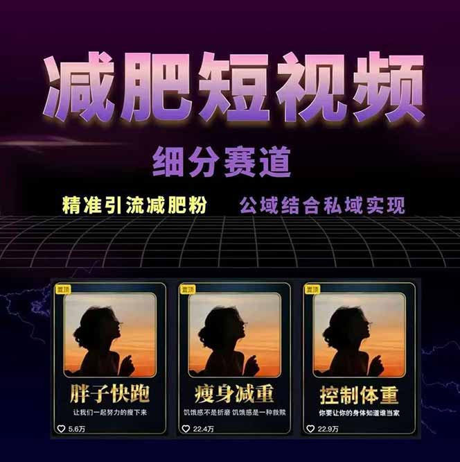 图片[1]-减肥短视频赛道运营课：素材准备-视频制作-引流变现全流程 (附素材-小鹏项目网