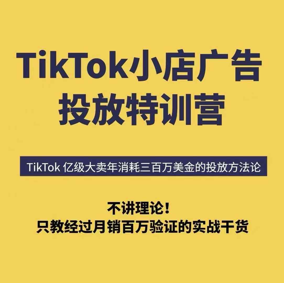 TikTok小店广告投放特训营，6天破局计划专治各种“投不动”，教你经过月销百万验证的实战干货-小鹏项目网