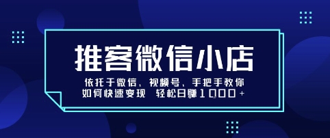 推客微信小店依托于微信、视频号，手把手教你如何快速变现 轻松日入1k+【揭秘】-小鹏项目网