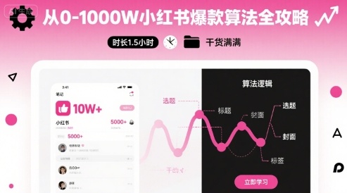 从0-1000W小红书爆款算法全攻略，时长1.5小时，干货满满-小鹏项目网