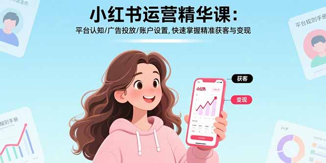 小红书运营精华课：平台认知/广告投放/账户设置,快速掌握精准获客与变现-小鹏项目网