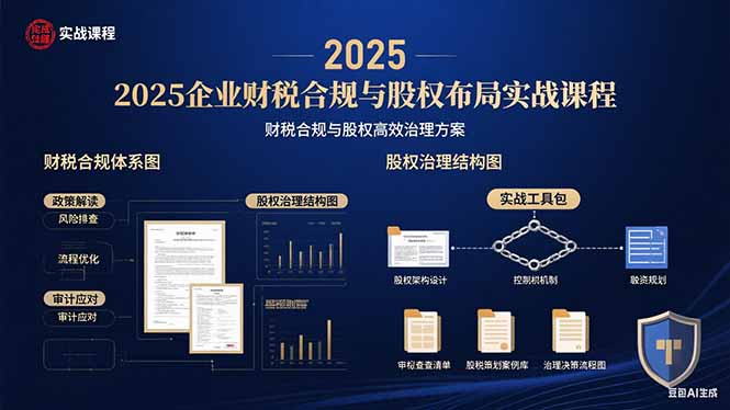 2025企业财税合规与股权布局的实战课程：财税合规与股权高效治理方案-小鹏项目网
