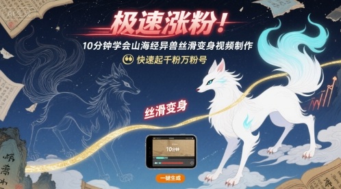 极速涨粉！10分钟学会山海经异兽丝滑变身视频制作，快速起千粉万粉号-小鹏项目网