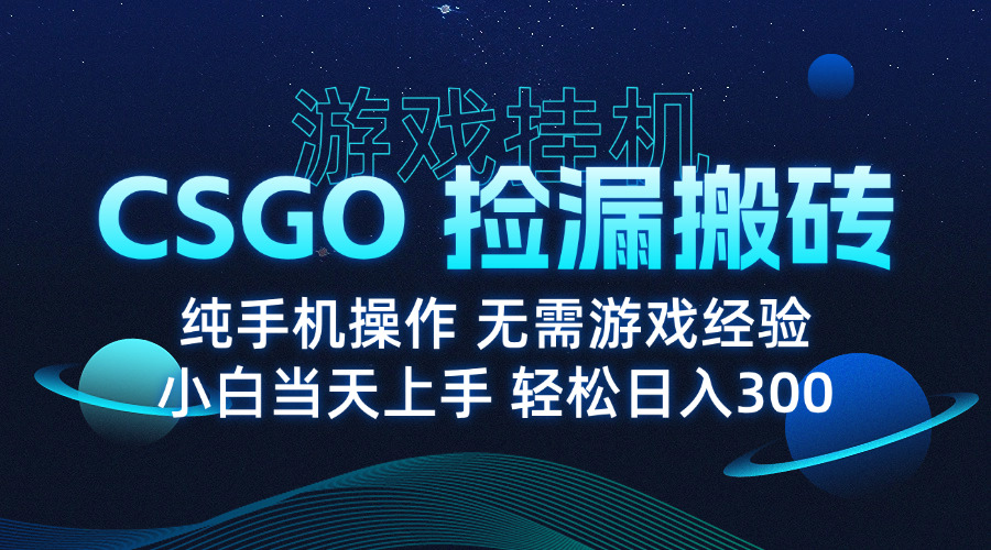 8月最新游戏搬砖，CSGO纯挂机，不需要玩游戏，实现真挂机，月入1W+-小鹏项目网