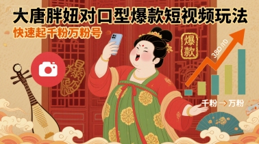 大唐胖妞对口型爆款短视频玩法，快速起千粉万粉号-小鹏项目网