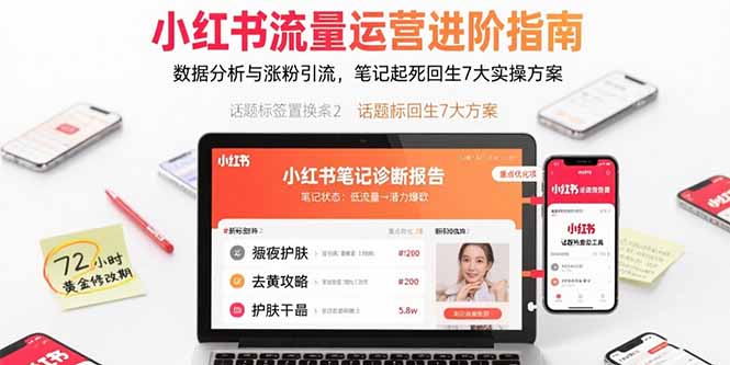 小红书流量运营进阶指南，数据分析与涨粉引流，笔记起死回生7大实操方案-小鹏项目网