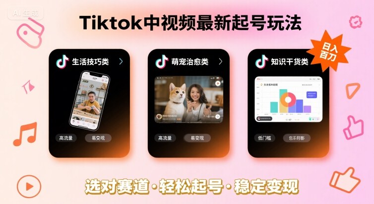 Tiktok中视频最新起号玩法，想要日入百刀，做好这几个赛道就可以了-小鹏项目网
