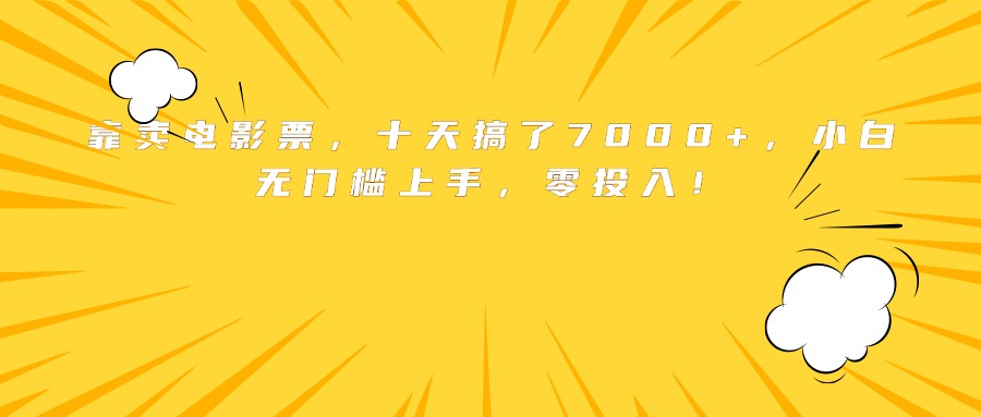 靠卖电影票，十天搞了7000+，小白无门槛上手，零投入！-小鹏项目网