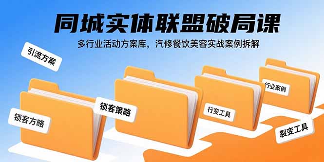 同城实体联盟破局课，多行业活动方案库，汽修餐饮美容实战案例拆解-小鹏项目网