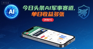 今日头条AI军事赛道，单日收益多张 ，手机可做【附指令】-小鹏项目网