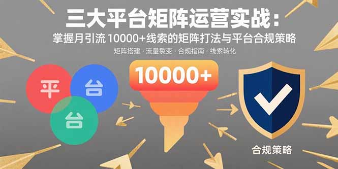 三大平台矩阵运营实战：掌握月引流10000+线索的矩阵打法与平台合规策略-小鹏项目网