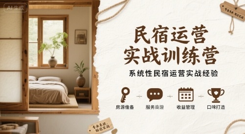 民宿运营实战训练营，系统性民宿运营实战经验-小鹏项目网