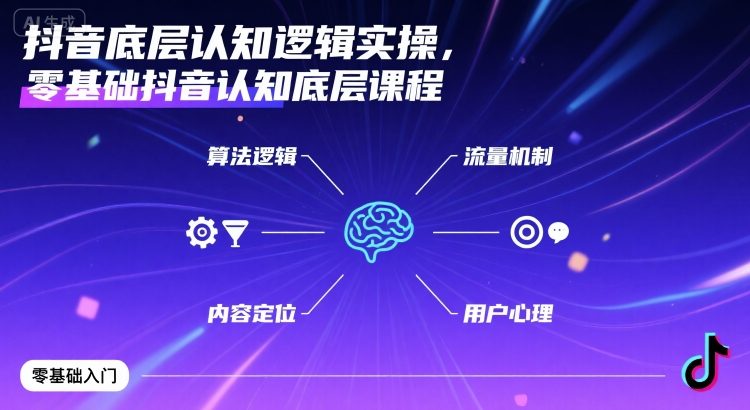 抖音底层认知逻辑实操，零基础抖音认知底层课程-小鹏项目网