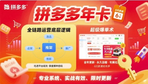 拼多多年卡【8月更新6节】拼多多全链路运营底层逻辑，超级爆单术-小鹏项目网