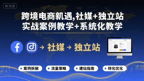 跨境电商新机遇，社媒+独立站，实战案例教学+系统化教学-小鹏项目网