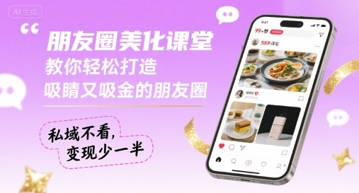 朋友圈美化课堂，教你轻松打造，吸睛又吸金的朋友圈，私域不看，变现少一半-小鹏项目网