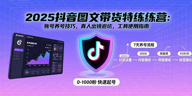 2025抖音图文带货特练营：账号养号技巧，真人出镜避坑，工具使用指南-小鹏项目网