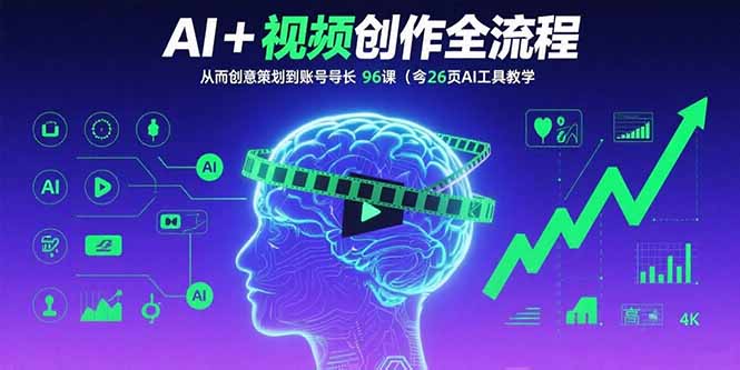 AI+短视频创作全流程：从创意策划到账号增长，96节课(含26项AI工具教学-小鹏项目网