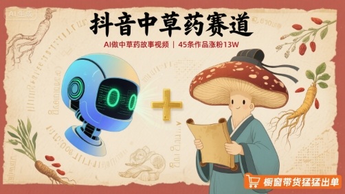 抖音中草药赛道，用AI做中草药故事视频，45条作品涨粉13W，橱窗带货猛猛出单-小鹏项目网